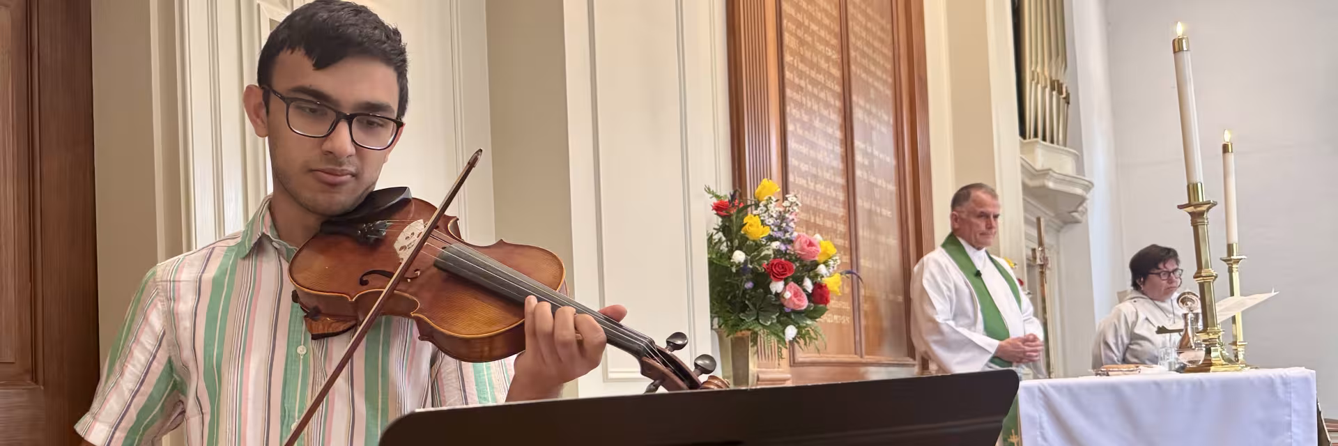 Young man playing violin